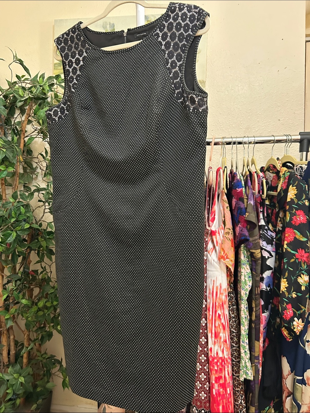 Sleeveless Black & White Polka Sheath Dress